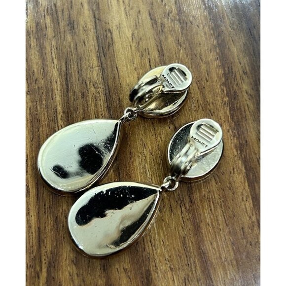 Vintage signed Monet Abalone 1970s clip on earrings - Picture 4 of 4